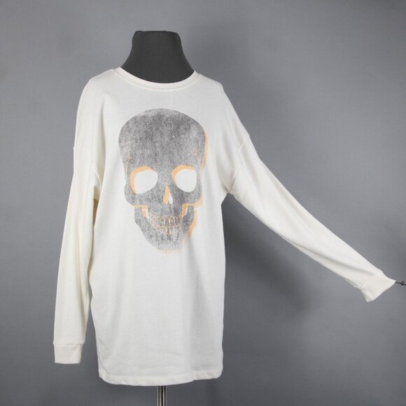 Grayson Threads Sz XS White Gray Orange Skull Graphic Cotton Polyester Top - Picture 4 of 16